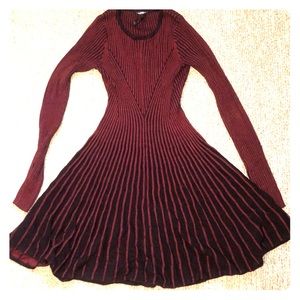 Express Striped Stretch Flare Dress.
